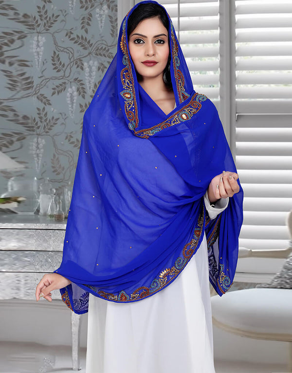 Women's Blue Georgette Hijab